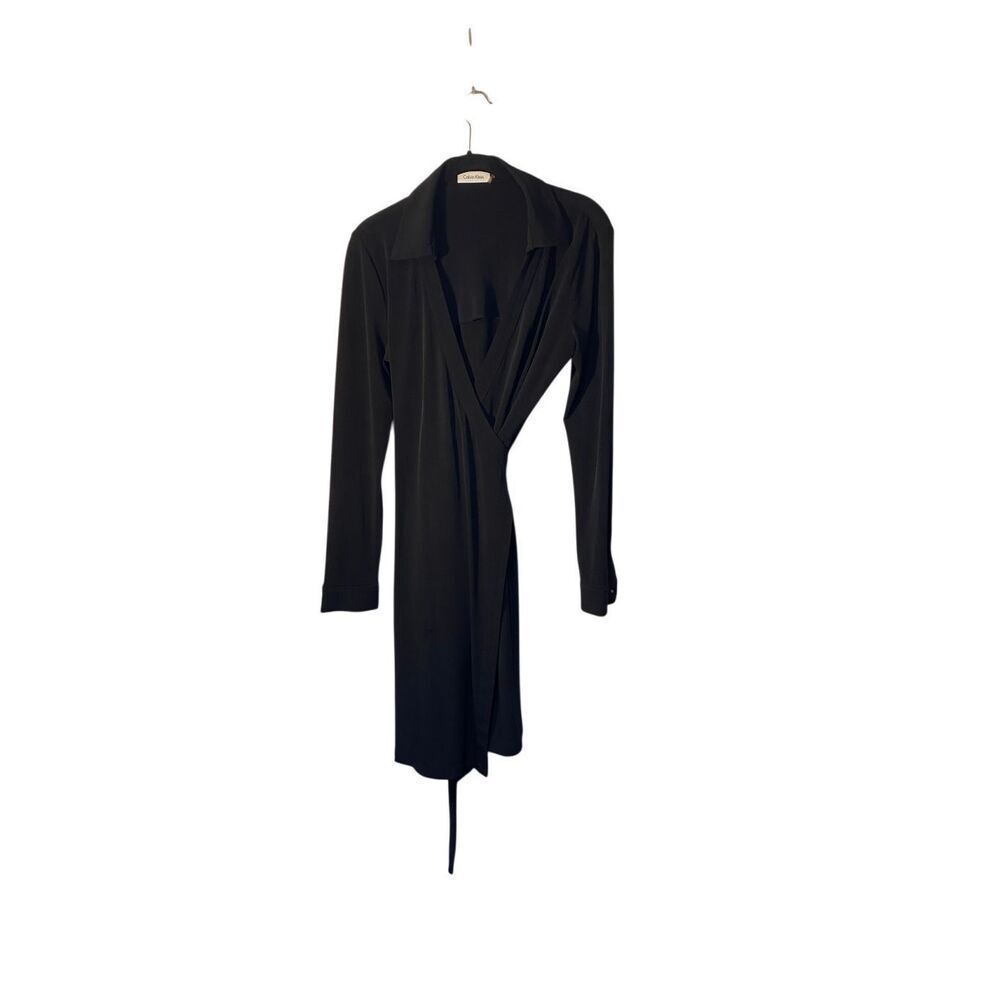 Calvin Klein women’s black wrap dress formal classic 8